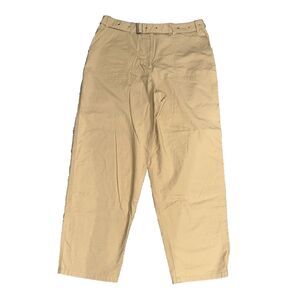 Talbots Women Pants Stretch 16 Tan Khaki High Rise Wide Pockets Belt Loops